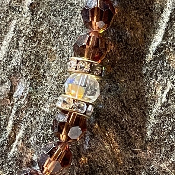 Cognac Swarovski Crystal Round Bead Necklace - Picture 9 of 12